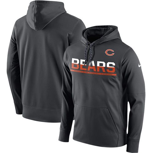 Men's Chicago Bears Nike Sideline Circuit Anthracite Pullover Hoodie - Click Image to Close